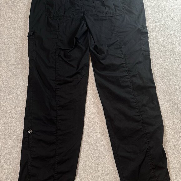 Style & Co Black Cargo Pants Size 8 Roll Tab Utility Pockets Stretch Grunge - Picture 11 of 16
